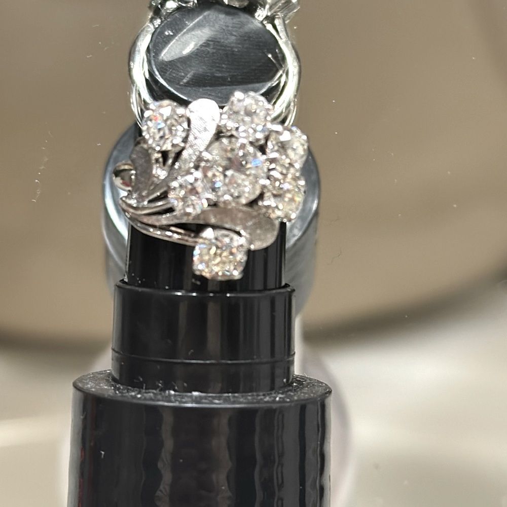 Vintage circa 1940s 14kt white gold 3ct diamond ring.